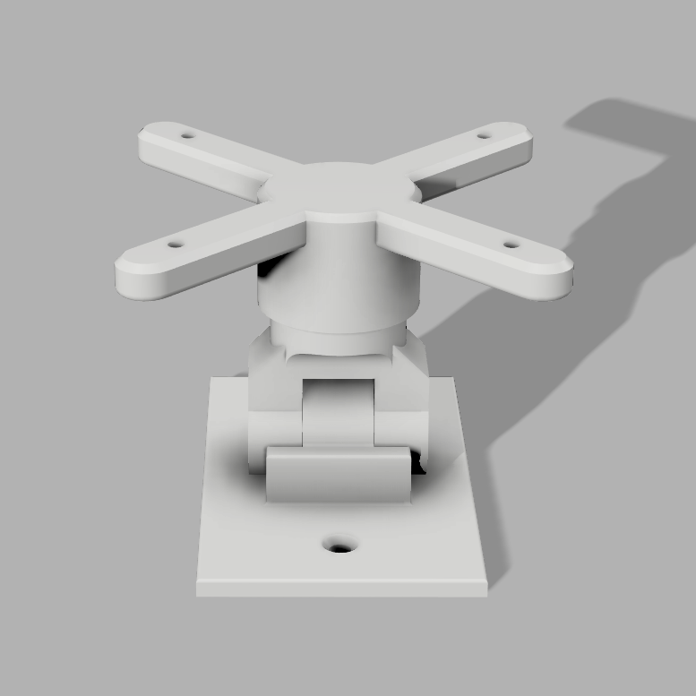An adjustable white plastic mount for Unifi XGS wifi access point